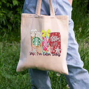 Girl Meal Yes Ive Eaten Today Tote Bag 100% Cotton Coffee Dr Pepper